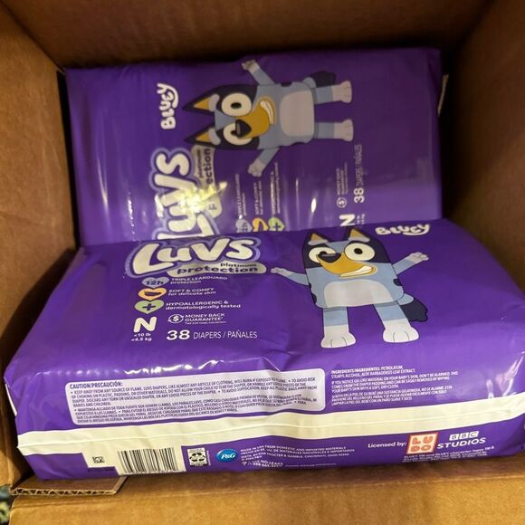 Luvs Diapers Platinum Protection Size N Bluey Baby Diaper 38 Count 2 Bags HB - Picture 2 of 9